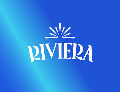 Riviera Gin - Logo Design #3 brand identity gin gin logo letter letters logo logo design riviera sun logo sun rays text logo wordmark wordmark logo