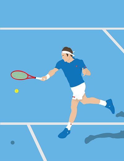 Roger Federer at the 4 Grand Slams 2d design adobe illustrator australian open digital design french open graphic design illustration portrait roger federer tennis us open vector wimbledon