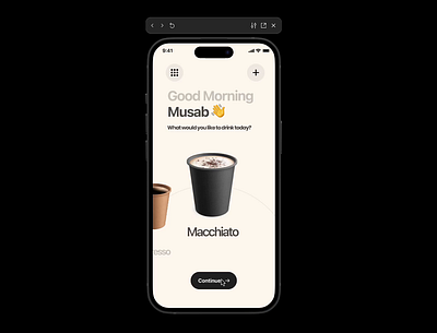 Figma advanced prototype for a coffee machine 3d animation design figma graphic design motion graphics ui ux