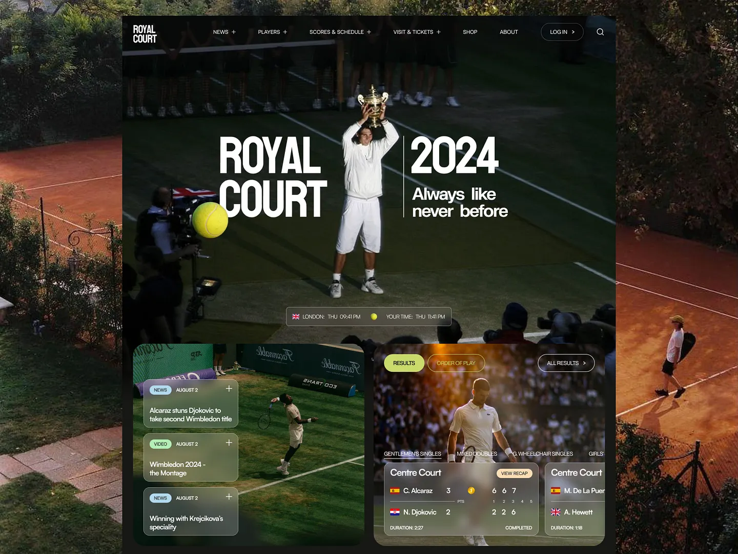 Innovative Experimental Website Design for Tennis Tournaments