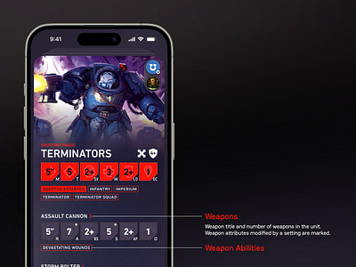 Warhammer 40,000 App Redesign app cards dark grim grimdark ios responsive ui ux warhammer