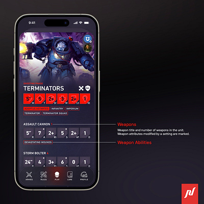 Warhammer 40,000 App Redesign app cards dark grim grimdark ios responsive ui ux warhammer