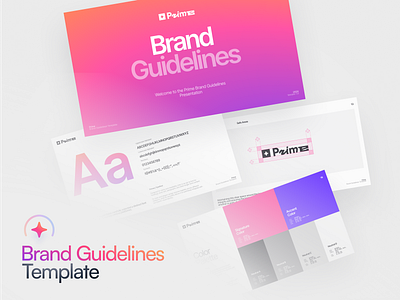 💌 Prime Brand Guidelines • Template brand branding colorful deck design document figma gradient guidelines identity indesign kit logo pitch presentation prime slides template ui visual