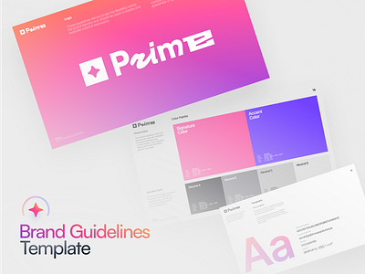 💌 Prime Brand Guidelines • Template brand branding colorful deck design document figma gradient guidelines identity indesign kit logo pitch presentation prime slides template ui visual