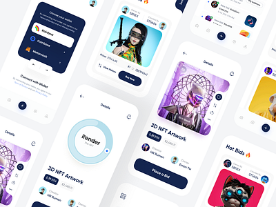 NFT Marketplace Mobile App app app design concept crypto crypto app design hr rumen marketplace minimal mobile mobile app nft nft app nft marketplace nft mobile app ui