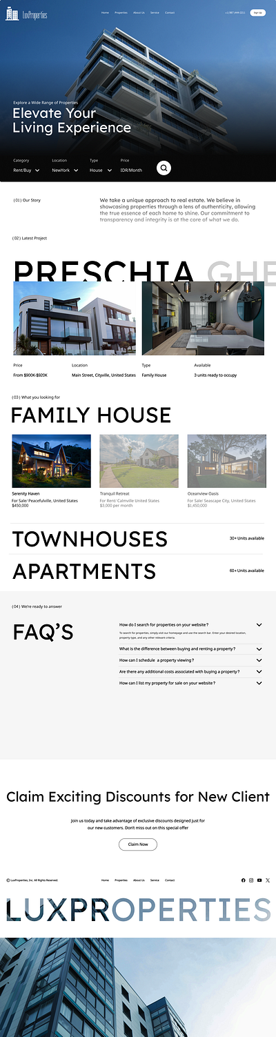 LuxProperties Website Design design ui ui design ux ux design ux designer website website design