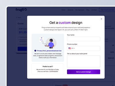 Frugll - Get custom design popup custom design design homepage design landing page popup popup design ui uidesing uiinspiration webdesign website design