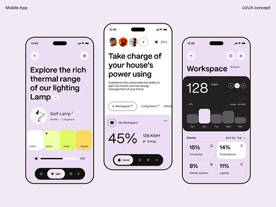 Smart House - ENERGY app design automation checkbox control app data visualization design electricity energy graph graphic design illustration lights mobile application power product design smart device smart home app smart security ui ux