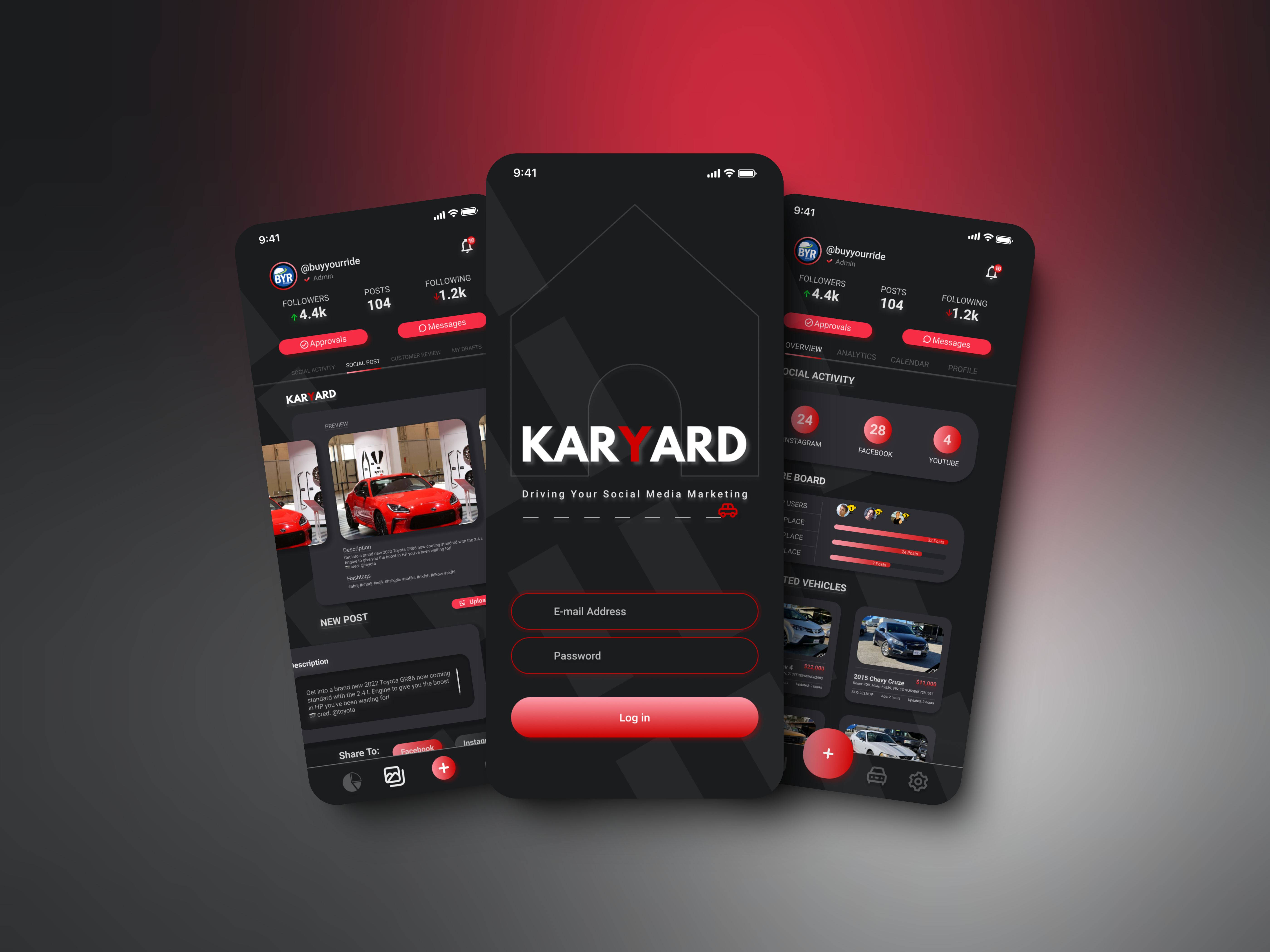 Karyard App Design Exploration app design automotive design concept mobile design product design social app