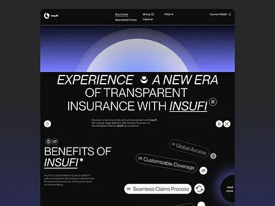 Decentralized Insurance Landing Page banking credit crypto finance decentralized finance defi design finance fintech company website funding insurance interface investing landing page modern design saas startup token ui ux web dev webflow