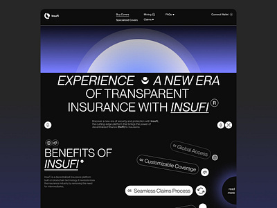 Decentralized Insurance Landing Page banking credit crypto finance decentralized finance defi design finance fintech company website funding insurance interface investing landing page modern design saas startup token ui ux web dev webflow