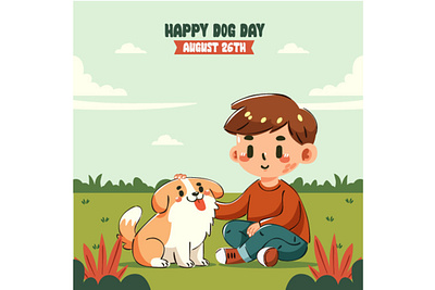 Illustration of International Dog Day animal breed cartoon celebration clip art day dog event friend furry greeting happy husky joy love man pet poodle promotion puppy