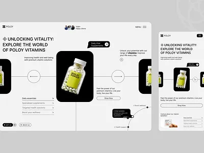 Vitamin shop branding catalogue clean color design ecommerce energized health minimal natural shop simple typeface ui ux uxui vitamin vitamins web design website