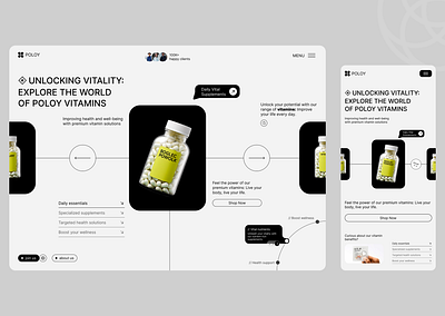 Vitamin shop branding catalogue clean color design ecommerce energized health minimal natural shop simple typeface ui ux uxui vitamin vitamins web design website