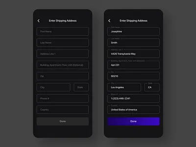 shipping address / form fields 8.2.24 mobile ui ux