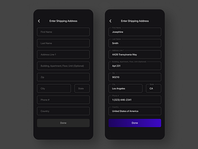 shipping address / form fields 8.2.24 mobile ui ux