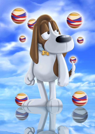 Lazy Dog in Metaverse animal cartoon character design comic digital painting dog graphic design illustration lazy mascot character nft photoshop