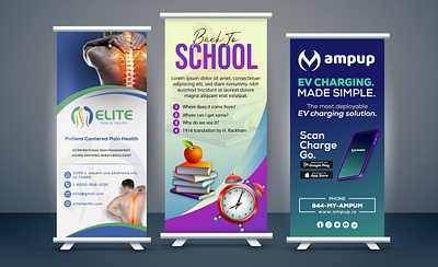 Roll banners or stand banners design graphic design signage stand