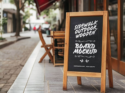 Sidewalk Outdoor Wooden Sign Board Mockup Template freebie freebies mockup