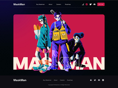 MaskMan — Website design blockchain clean crypto crypto landing page homepage landing landing page landingpage minimal nft page trend ui user interface web web design website design