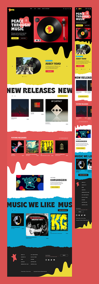 Amoeba Records Homepage 90s art brand identity branding cassete commerce creative drip graphic design grunge logo movies music paint paper record textures ui ux web