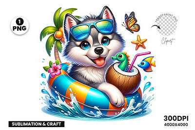 Summer Wolf Sublimation Clipart PNG, Sublimation Clipart PNG 3d animation graphic design logo motion graphics