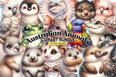 Animals Clipart Bundle - 32 Unique Wildlife Image 3d animation graphic design logo motion graphics ui