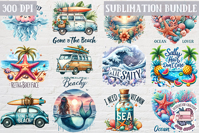 Summer Beach Bundle Sublimation Design 3d animation branding graphic design logo motion graphics ui