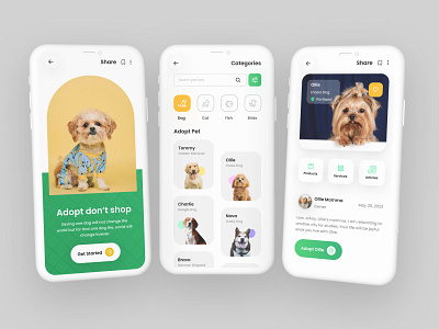 Pet Adoption App adoption animal app design 2024 dogs green app pet