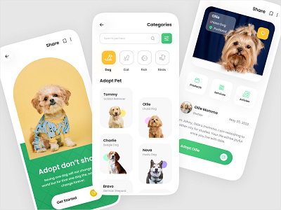 Pet Adoption App adoption animal app design 2024 dogs green app pet