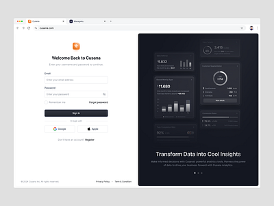 Login, Register & Reset Password Flow - Cusana clean create account crm crm dashboard design forgot password graphic infographics login minimalist new account new password onboarding register reset password sign in sign up ui ux web design