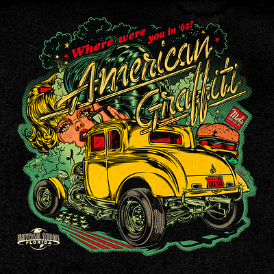 AMERICAN GRAFFITI american graffiti branding david vicente design digital art diner hot rod illustration inking kustom kulture pop culture rockabilly rocknroll sixties universal