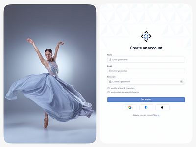 Artistry - Log in and Sign up website page account clean create account design form landing page login page login website minimul password register register page sign in sign up ui uiux user interface ux web design website