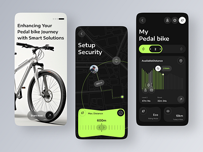 Gearshift - Smart Bike App | Ride control adobe app design bicycle bike connectivity cycle control design figma illustrator map photoshop smart bike smart ride ui ui design uiux user interface ux