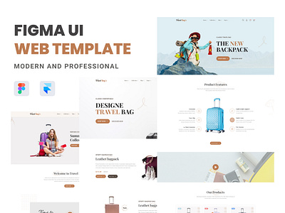 Travel Bag's Figma Website UI Template Design bag shop website ui figma figma website design figmadesign tour bag shop tour bag shop website ui design travel agency website travel bags figma travel website ui website figma