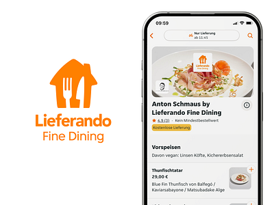 Lieferando Fine Dining Category Launch aesthetics app branding co branding concept delivery fine dining food food delivery graphic design logo luxury michelin star order premium product restaurant ui