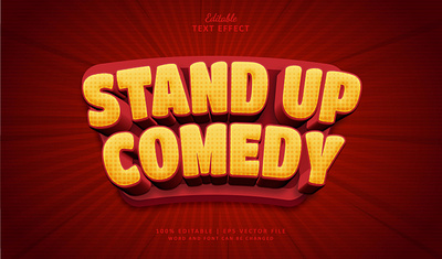 Text Effect Stand Up Comedy 3d branding logo stand up text effect