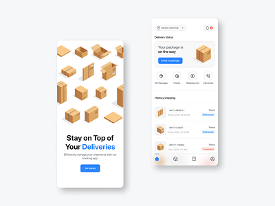 Shipping Package box clean delivery delivery app delivery service interaction minimalist mobile package packaging ship shipping ui