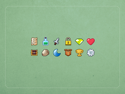 Fantasy Quest - Game UI - Icons branding design game icons illustration mobile ui vector
