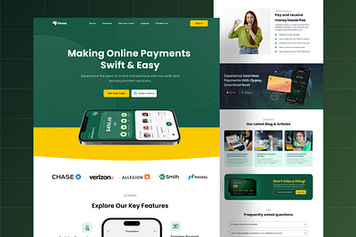 Fintech Website Concept fintech fintech web ui fintech web ui ux fintech website green color web green ui landing page minimal website modern website online banking website ui ui design uiux user itnerface ux ux design web design