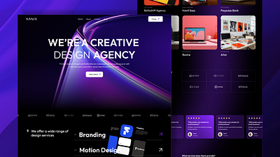 Agency Webflow Template | Xanix agency template awesome branding design figma gradient ideapeel ideapeel template landing page live logo modern nice purple ui webflow webflow template white