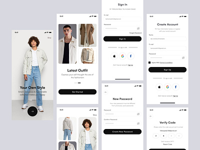 Fashion store - sign in & onboarding ui app design app design cloth clothing e commerce ecommerce fashion fashion app marketplace mobile mobile app onboarding online store shop store ui ux