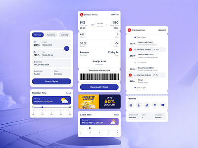 Flight Booking Mobile App UI Kit app design booking app design kit figma figma design flight app flight booking flight search focotik focotik agency kit design mobile app mobile app design product design travel planning ui ui design ui ux design uiux