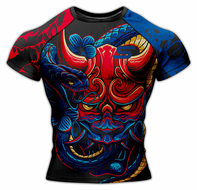 Hannya vs Snake Rash Guard Design bjj boxing branding fight graphic design jiiujitsu logo mma rashguard