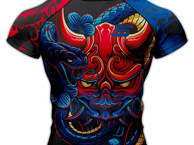 Hannya vs Snake Rash Guard Design bjj boxing branding fight graphic design jiiujitsu logo mma rashguard