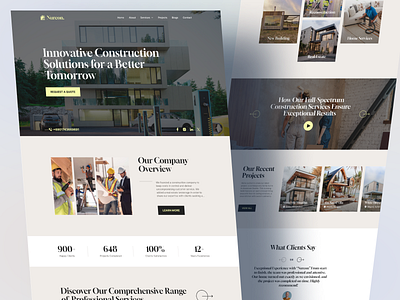 "Nurcon." Construction Landing Page archictecture architect building clean company construct construction contractor design home house illustration landing page property ui ui design web design website