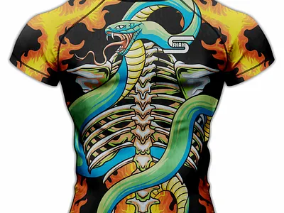 Bone Skeleton with Snake Rash Guard Design 3d branding fight graphic design logo mma rashguard