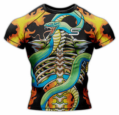 Bone Skeleton with Snake Rash Guard Design 3d branding fight graphic design logo mma rashguard