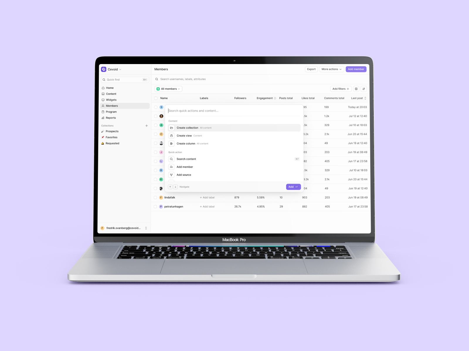 Cevoid Quick Find button chart dashboard design system device grey laptop list menu minimal modal navigation popup search table text typography ui ux white