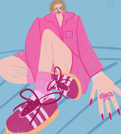 pink outfit advertising advertisingillustration beauty brand identity branding character concept art drawing editorial fashion funky girl illustration magazine outfit pink portrait shoes sketch woman